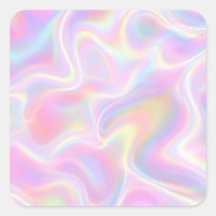 Mädchenhaftes, lebendiges, pastellfarbenes hologra quadratischer aufkleber