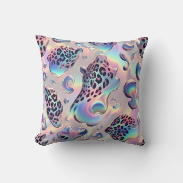 Mädchenhaftes Leopardenprint-Opal Kissen (Vorderseite)