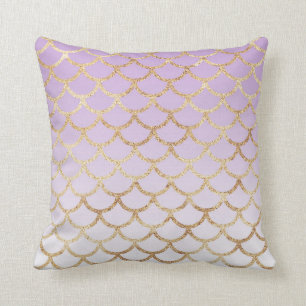 Mädchenhaftes Lila Lila Gold Meerjungfrau Glitter  Kissen