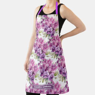 Mädchenhaftes lila Orchideen-Blumenmuster Schürze