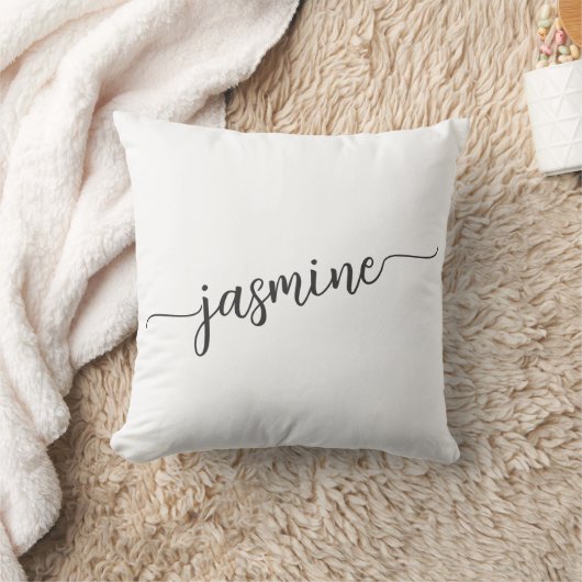 Mädchenhaftes Minimal Weiß Monogramm Namensschrift Kissen (Decke)