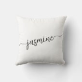 Mädchenhaftes Minimal Weiß Monogramm Namensschrift Kissen (Rückseite)