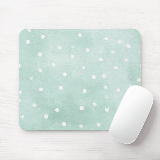 Mädchenhaftes Mint mit weißen Punkten  Mousepad (Mit Mouse)