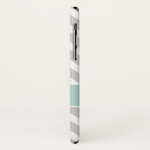 Mädchenhaftes Mintgrün Grau Chevron Monogramm Name Case-Mate iPhone Hülle (Hinten/Links)