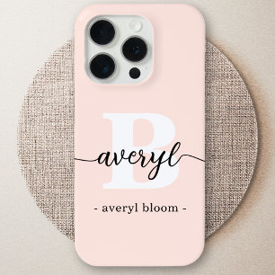 Mädchenhaftes Monogramm Rosa Schriftzug Monogramm Case-Mate iPhone Hülle