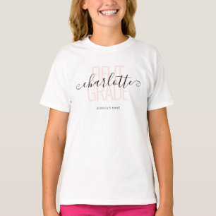 Mädchenhaftes Monogramm-Schulnoten-Kalligrafie T-Shirt