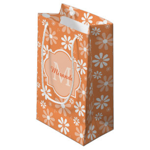 Mädchenhaftes Monogramm Süße orangefarbene Gänsebl Kleine Geschenktüte