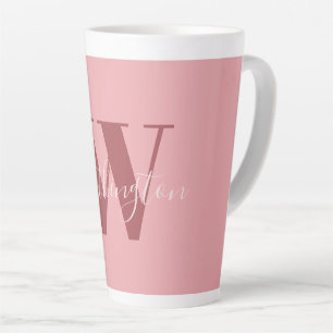 Mädchenhaftes Monogramm und Name rosa blassrot Milchtasse