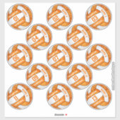 mädchenhaftes orangefarbenes Set mit 13 Volleyball Aufkleber (Blatt)