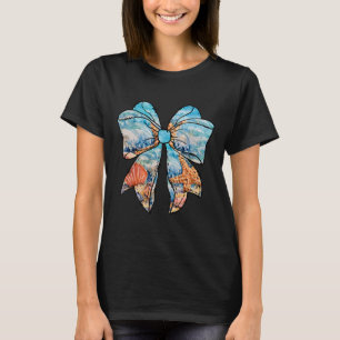 Mädchenhaftes Ozean-Coquette-Band Sommer Küste Str T-Shirt