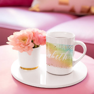 Mädchenhaftes Pastell-Wasserfarben-Regenbogen-Pers Kaffeetasse