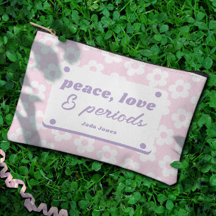 Mädchenhaftes Pastellrosa Blumenmuster Periode Zubehörtasche