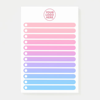 Mädchenhaftes Pink Blau Gradient Geschäftslogo To- Post-it Klebezettel