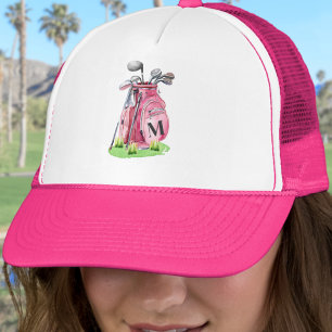 Mädchenhaftes Pink Initialen Monogramm Truckerkappe