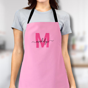 Mädchenhaftes Pink Initialen Namens Monogramm Schürze