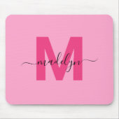 Mädchenhaftes Pink Monogramm Schriftname Mousepad (Vorne)