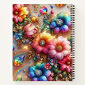 Mädchenhaftes Regenbogen-Blumen-Monogramm Notizblock (Rückseite)
