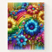 Mädchenhaftes Regenbogen-Blumen-Monogramm Notizblock (Rückseite)