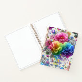 Mädchenhaftes Regenbogen-Blumen-Monogramm Notizblock (Innenseite)