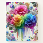 Mädchenhaftes Regenbogen-Blumen-Monogramm Notizblock (Rückseite)