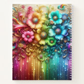 Mädchenhaftes Regenbogen-Blumen-Monogramm Notizblock (Rückseite)