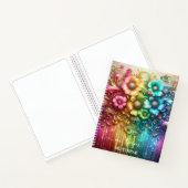 Mädchenhaftes Regenbogen-Blumen-Monogramm Notizblock (Innenseite)