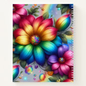 Mädchenhaftes Regenbogen-Blumen-Monogramm Notizblock (Rückseite)