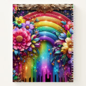 Mädchenhaftes Regenbogen-Blumen-Monogramm Notizblock (Rückseite)