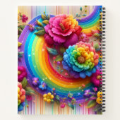 Mädchenhaftes Regenbogen-Blumen-Monogramm Notizblock (Rückseite)
