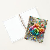 Mädchenhaftes Regenbogen-Blumen-Monogramm Notizblock (Innenseite)