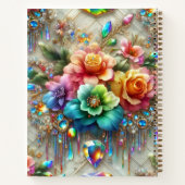 Mädchenhaftes Regenbogen-Blumen-Monogramm Notizblock (Rückseite)