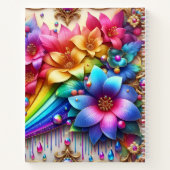 Mädchenhaftes Regenbogen-Blumen-Monogramm Notizblock (Rückseite)