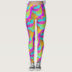 Mädchenhaftes Rosa Blau Gelbes Eiscreme-Kegel Somm Leggings