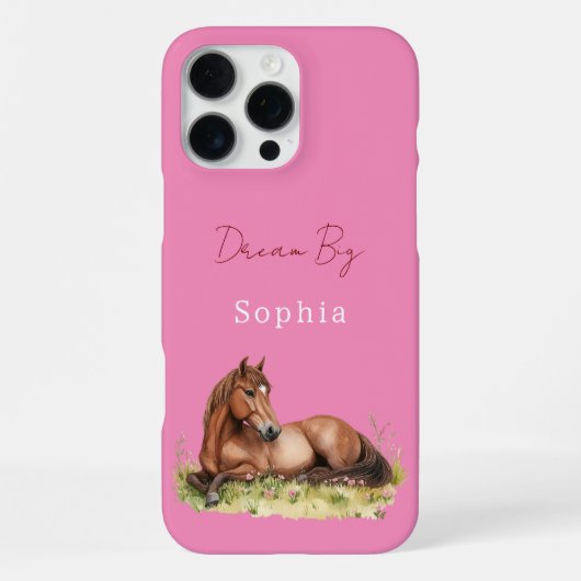Mädchenhaftes rosa Blumenpferd  iPhone Hülle (Rückseite)