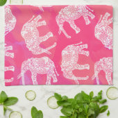mädchenhaftes rosa, buntes Stammes-Elefantenmuster Handtuch (Gefaltet)
