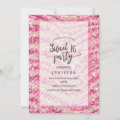 Mädchenhaftes Rosa Errötungs-Glitter-Zebra-Muster Einladung (Vorderseite)