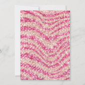 Mädchenhaftes Rosa Errötungs-Glitter-Zebra-Muster Einladung (Rückseite)