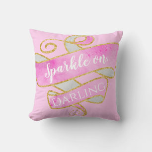 Mädchenhaftes Rosa Gold Glitter Funkeln Weiter, Da Kissen