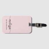 Mädchenhaftes Rosa Monogramm Namensunterschrift Sc Gepäckanhänger (Vorderseite (Horizontal))