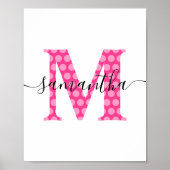 Mädchenhaftes rosa Punkte-Monogramm Poster (Vorne)