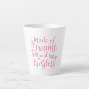 Mädchenhaftes rosa Schleife "Träume und Lipgloss" Milchtasse