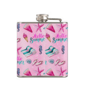 Mädchenhaftes rosa Sommer-Wasserfarben-Monogramm-M Flachmann (Rückseite)