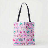 Mädchenhaftes rosa Sommerstrand Urlaubsmuster Tasche (Vorderseite)