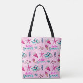 Mädchenhaftes rosa Sommerstrand Urlaubsmuster Tasche (Rückseite)