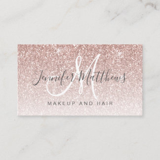 Mädchenhaftes Rose Gold Glitter Make-up Haar COVID Visitenkarte