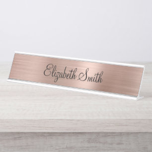 Mädchenhaftes Roségold Metallisch Schreibtischnamensplakette