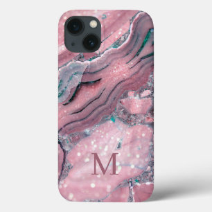 Mädchenhaftes roségold rosa Achat Quarz Glitter Mo Case-Mate iPhone Hülle