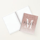 Mädchenhaftes Roségold-Rot Glitter-Monogramm-Name Notizblock (Innenseite)