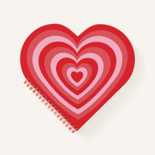 Mädchenhaftes Rot Pink Herz Y2K Muster Notizblock