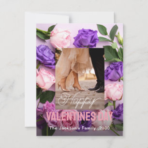 Mädchenhaftes Rot & Rosa Florales Valentinstag-Fot Feiertagskarte